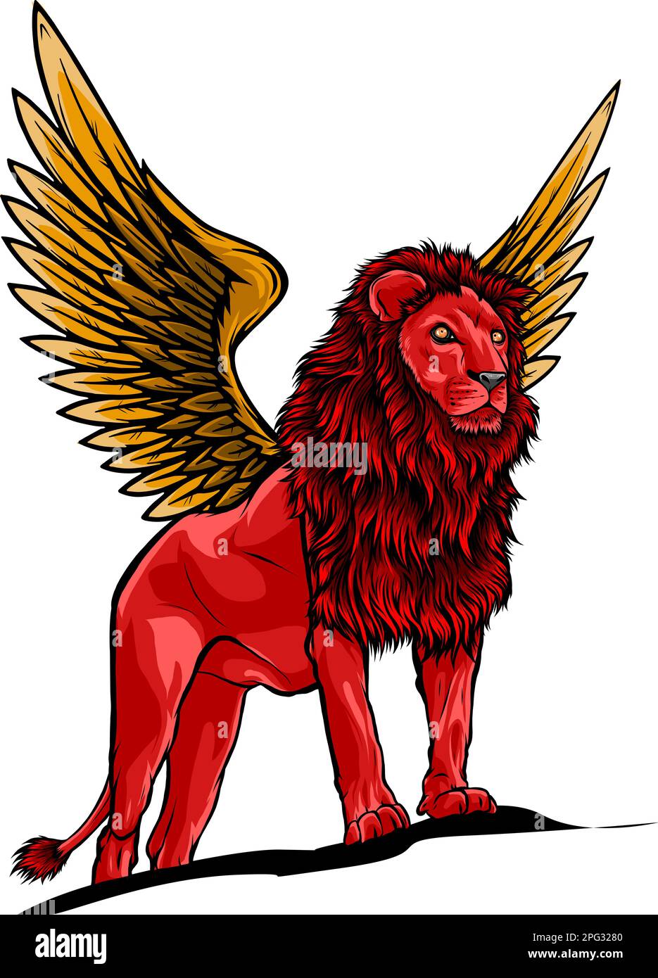 Vektordarstellung des Löwenkönigs auf weißem Hintergrund. Digitales Handzeichnen Stock Vektor