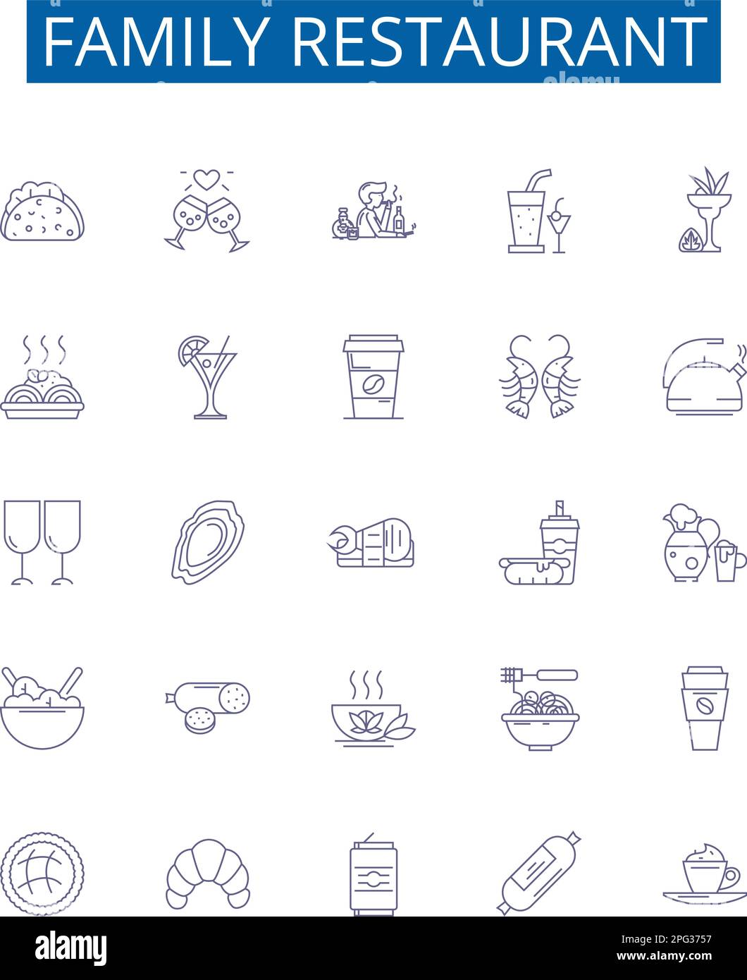 Symbole für Familienrestaurant sind eingerichtet. Design-Sammlung von Familie, Restaurant, Dining, Eatery, Cuisine, Grundkonzepte für Ort, Café, Essen Stock Vektor