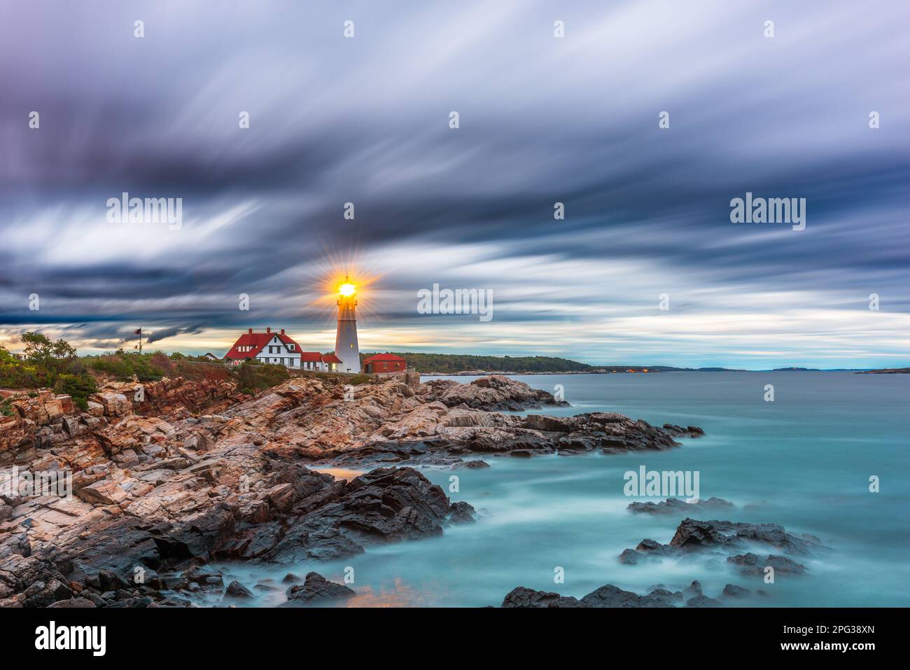 Cape Elizabeth, Maine, USA an der Portland Head Light. Stockfoto