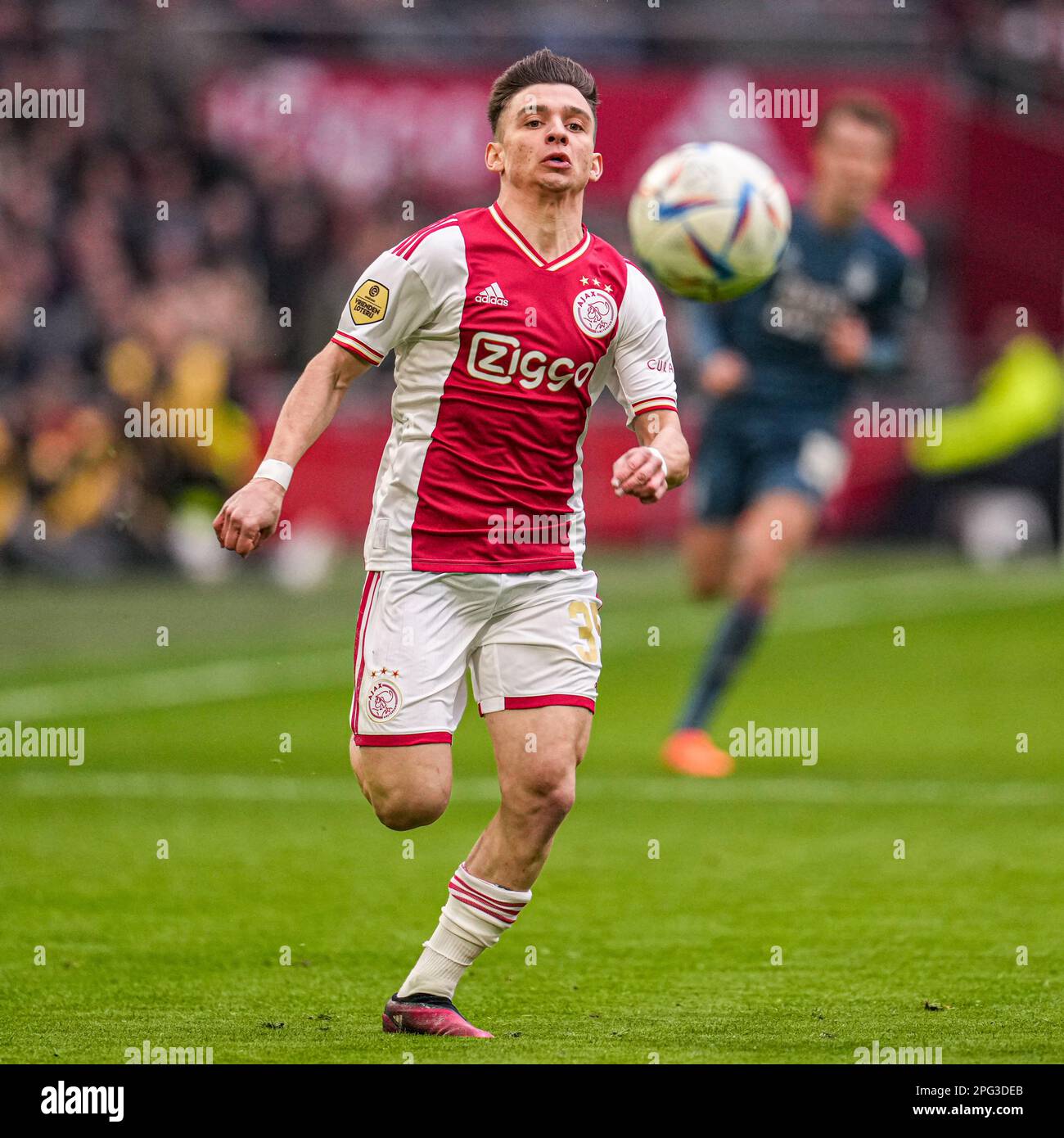 AMSTERDAM, NIEDERLANDE - MÄRZ 19: Francisco Conceicao von Ajax während des niederländischen Eredivisie-Spiels zwischen Ajax und Feyenoord in der Johan Cruijff Arena am Stockfoto
