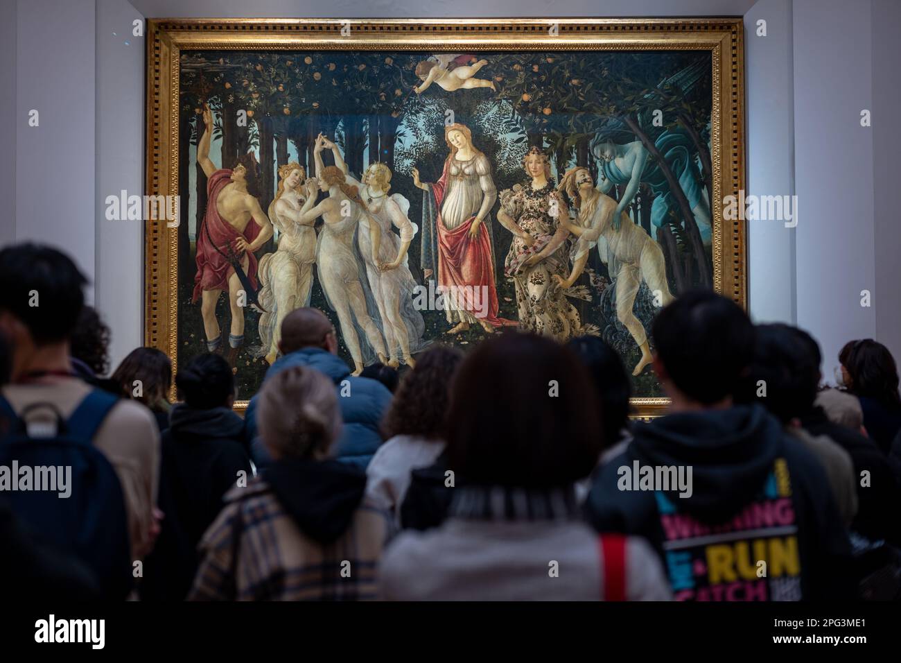 Die Primavera, also der Frühling, gemalt von Sandro Botticelli in den Uffizien in Florenz, Italien. Stockfoto