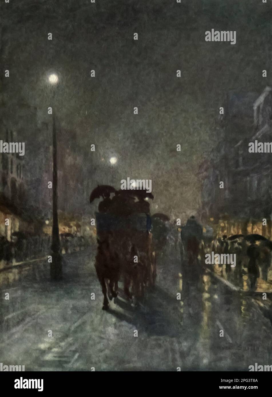 Tottenham Court Road Aquarell gemalt von Rose Barton aus dem Buch " vertrautes London " Veröffentlicht 1904 von A. and C. Black in London Stockfoto