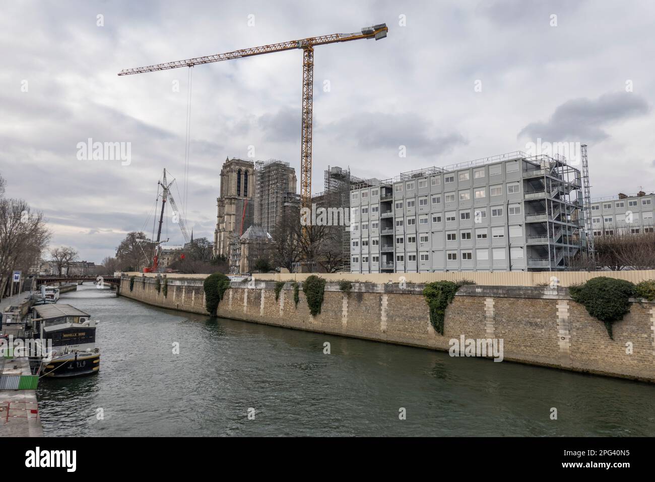 Kathedrale Notre Dame wird nach dem Brand von 2019 renoviert, Paris, Frankreich, Europa Stockfoto