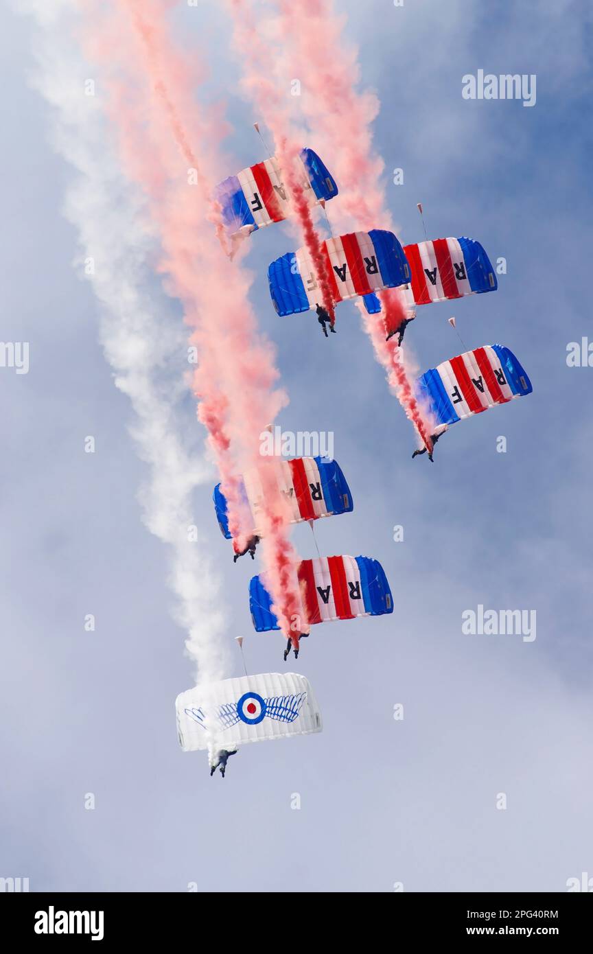R A F Falcons Fallschirmspringer-Ausstellungsteam, Shoreham Airshow 2014 Stockfoto