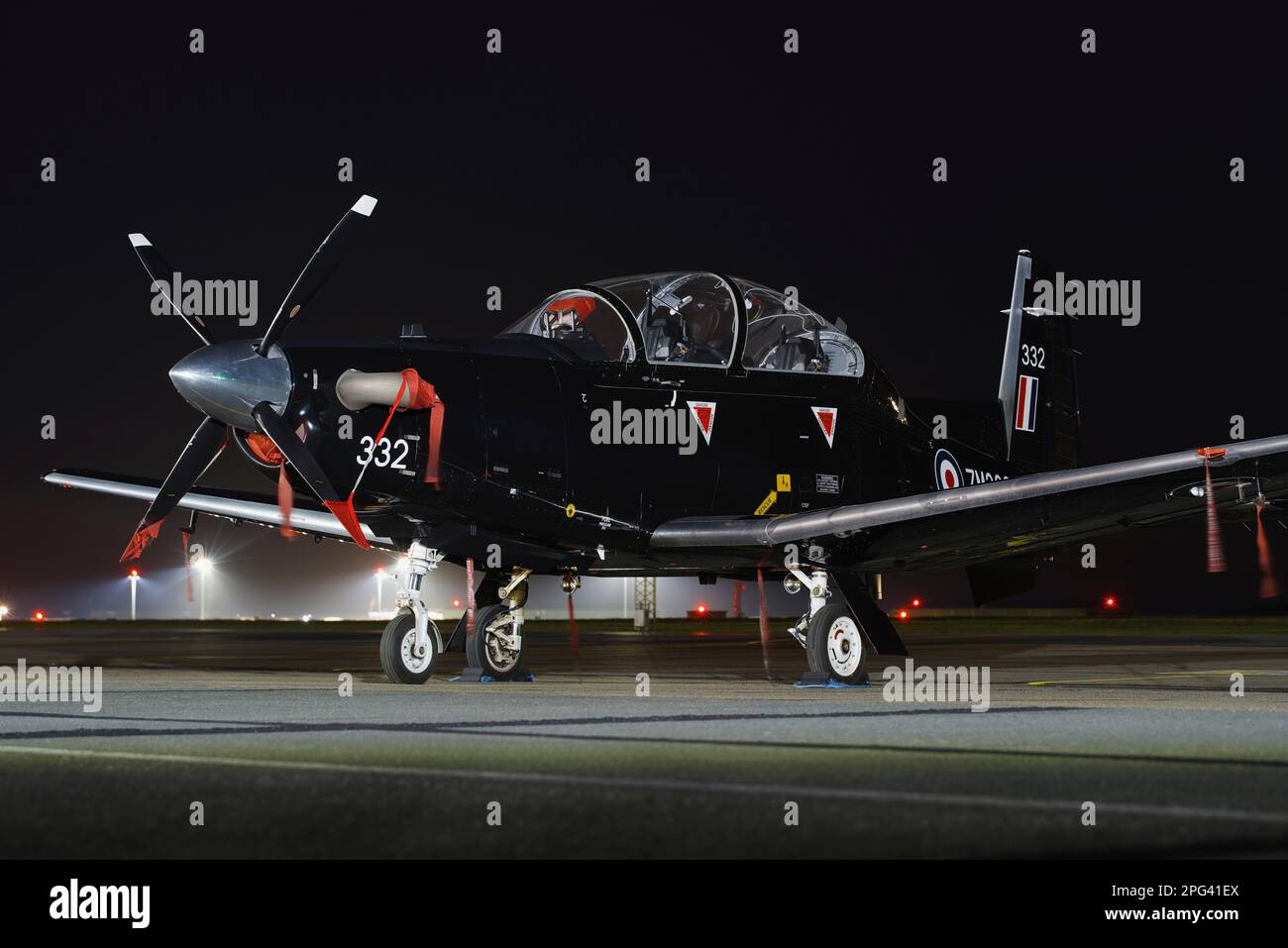 Raytheon, Beechcraft Texan T1, ZM332, 72 Sqn, RAF Valley, Anglesey, North Wales, Vereinigtes Königreich, Stockfoto