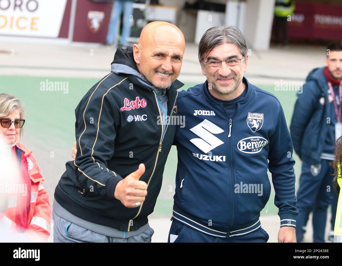 Luciano Spalletti, Manager von SSC Napoli, und Ivan Juric, Manager des Turin FC während des Fußballspiels der Italienischen Serie A zwischen dem Turin FC und SSC Napo Stockfoto