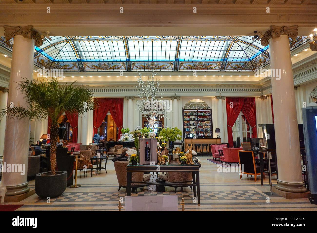 Foyer, Hotel Bellevue Palace, Kochergasse, Altstadt, Bern, Schweiz Stockfoto