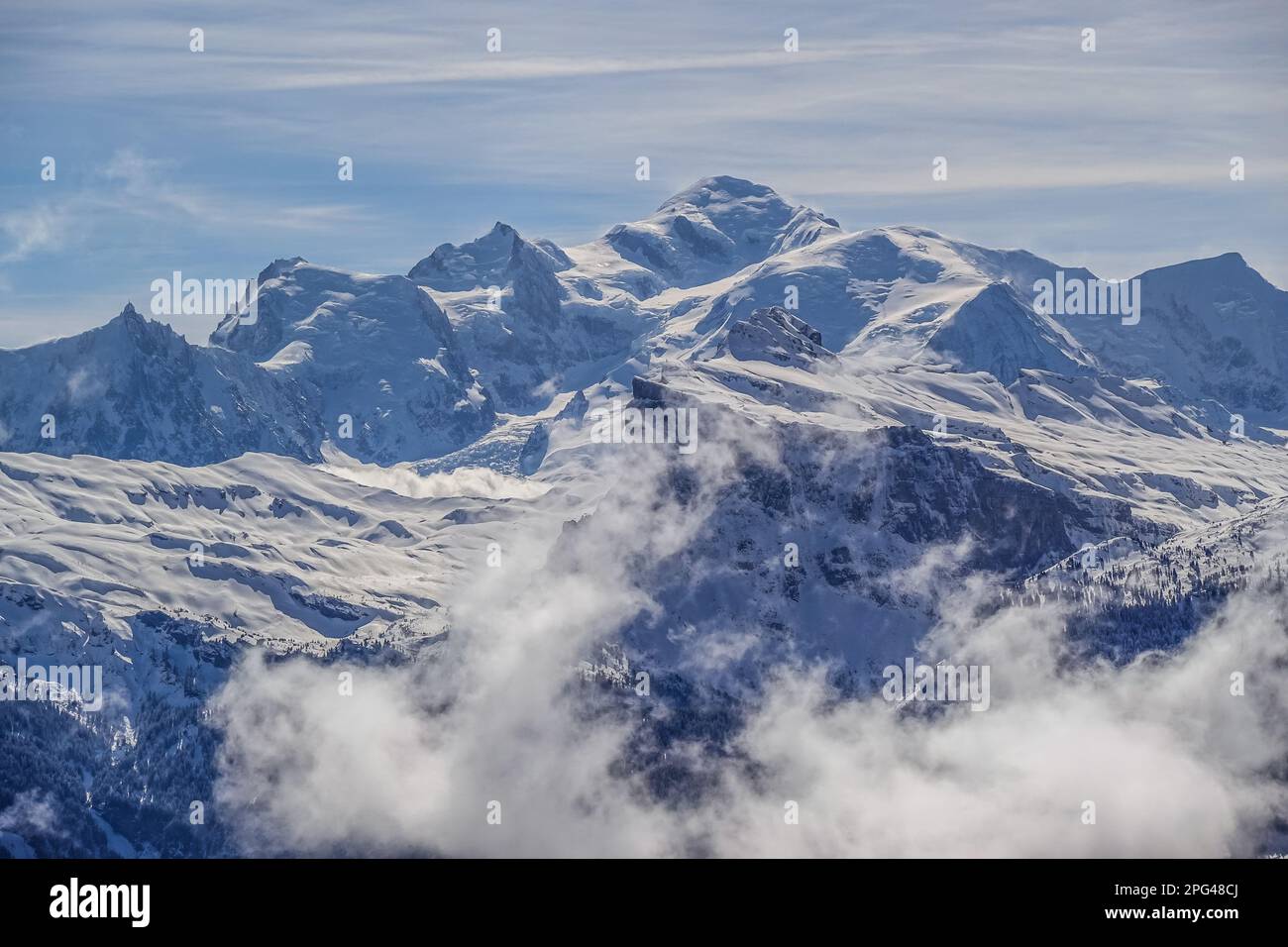 Bergkette, Gipfel, Mont Blanc, Savoyer Alpen, Frankreich Stockfoto