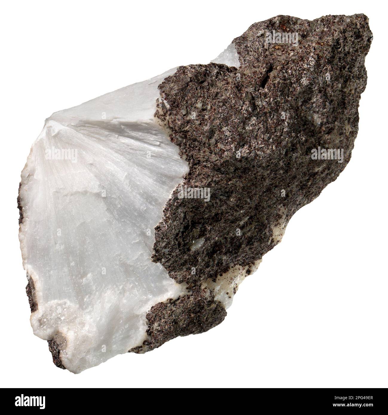 Natrolit - Hydratnatrium und Aluminiumsilikat [Na2Al2Si3O10] Tectosilikat-Mineral der Zeolith-Gruppe. Magheramourne, Antrim, Nordirland. Stockfoto
