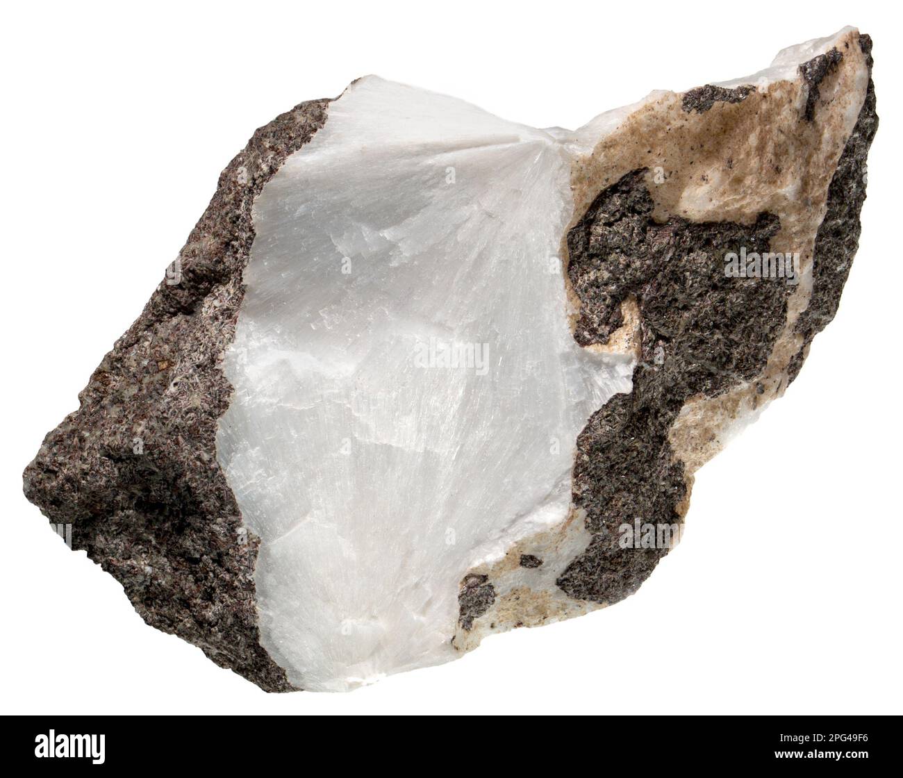 Natrolit - Hydratnatrium und Aluminiumsilikat [Na2Al2Si3O10] Tectosilikat-Mineral der Zeolith-Gruppe. Magheramourne, Antrim, Nordirland. Stockfoto