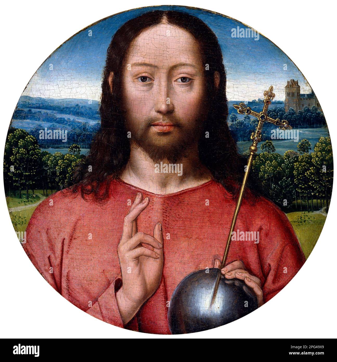 Salvator Mundi vom flämischen Künstler Hans Memling (c.1430-1494), Öl auf der Platte, c.1475-99 Stockfoto