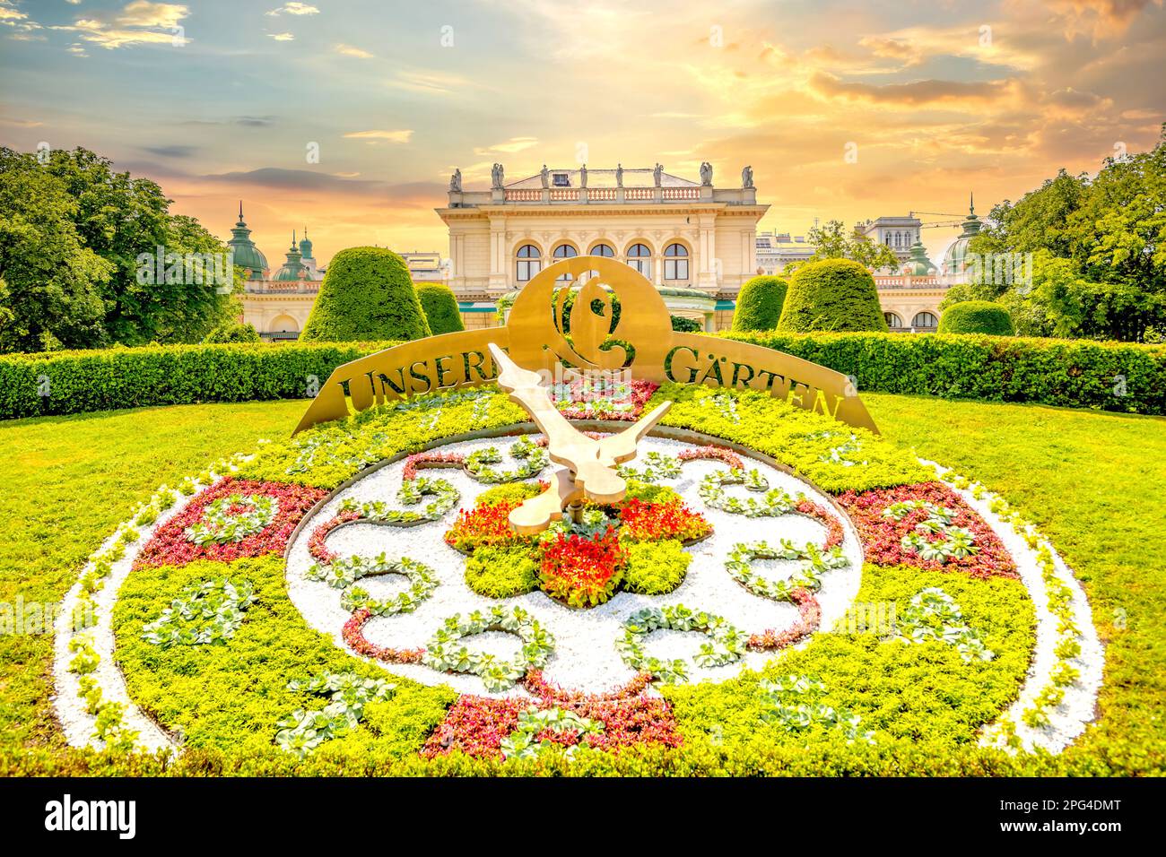 Blumenuhr, Wien, Österreich Stockfoto