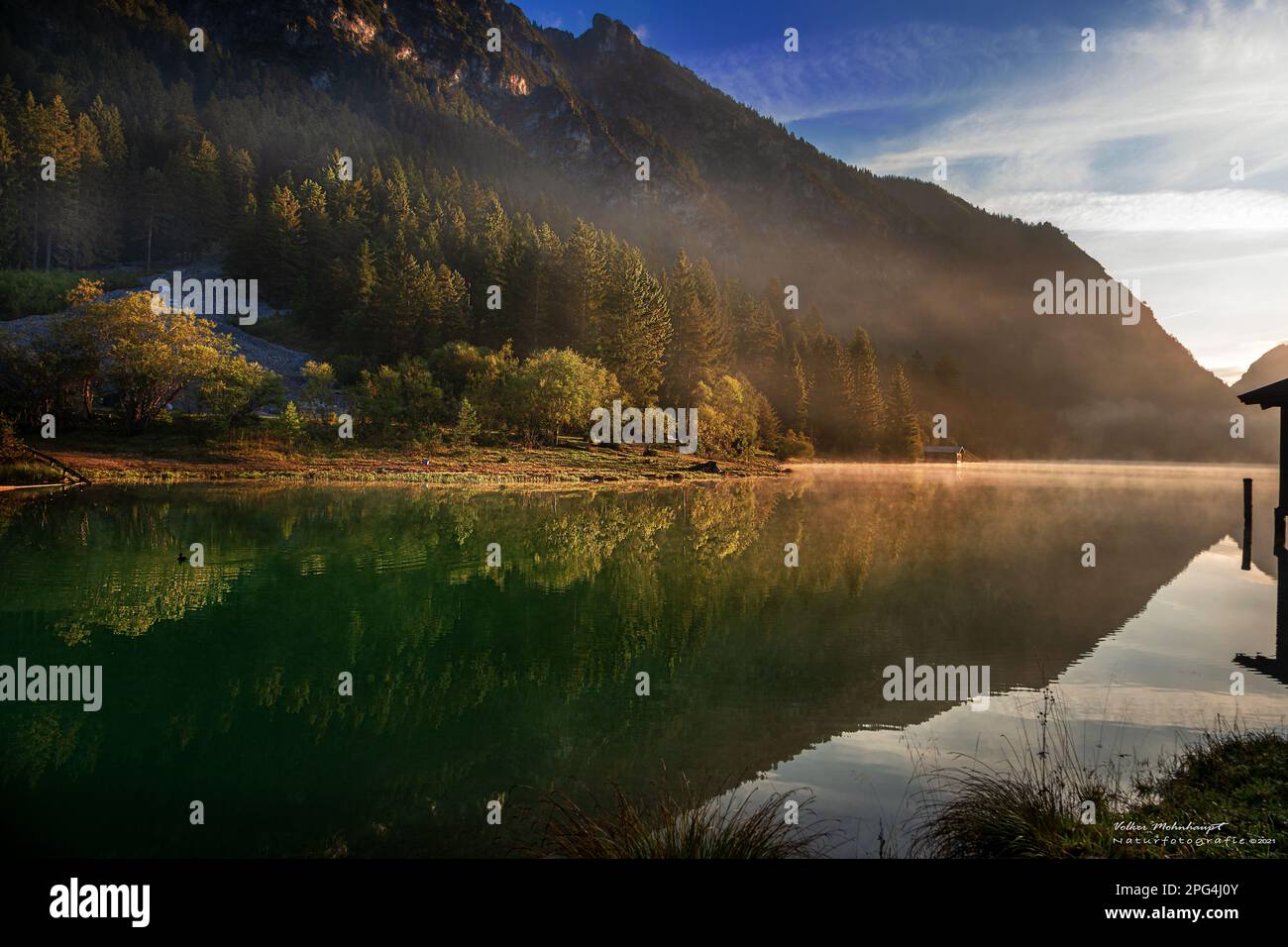 Heiterwanger, sehen Sie im Morgennebel Stockfoto