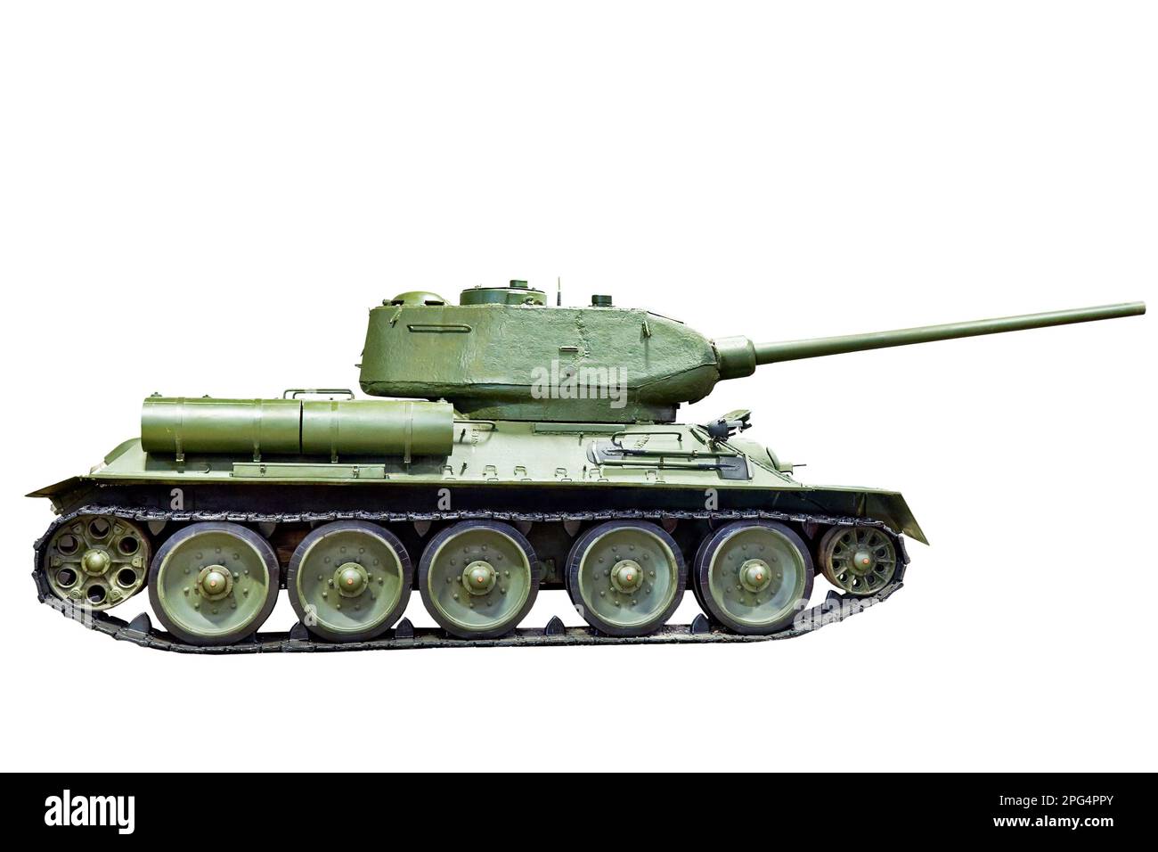 Sowjetischer Mitteltank isoliert weiß Stockfoto