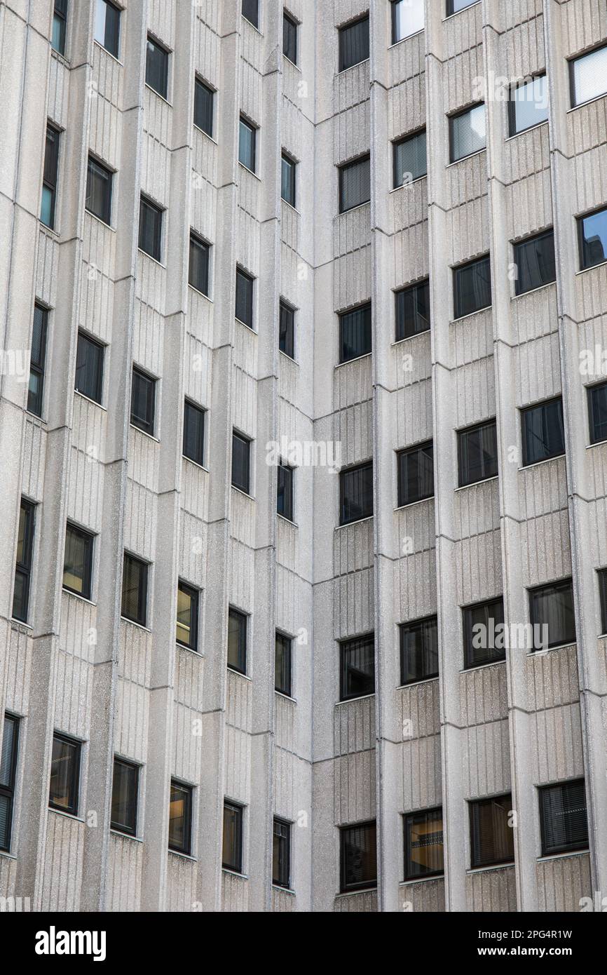 Pasilan virastotalo oder Pasila Bureau Centre, brutalistische Architektur im Bezirk Iuti-Pasila in Helsinki, Finnland Stockfoto