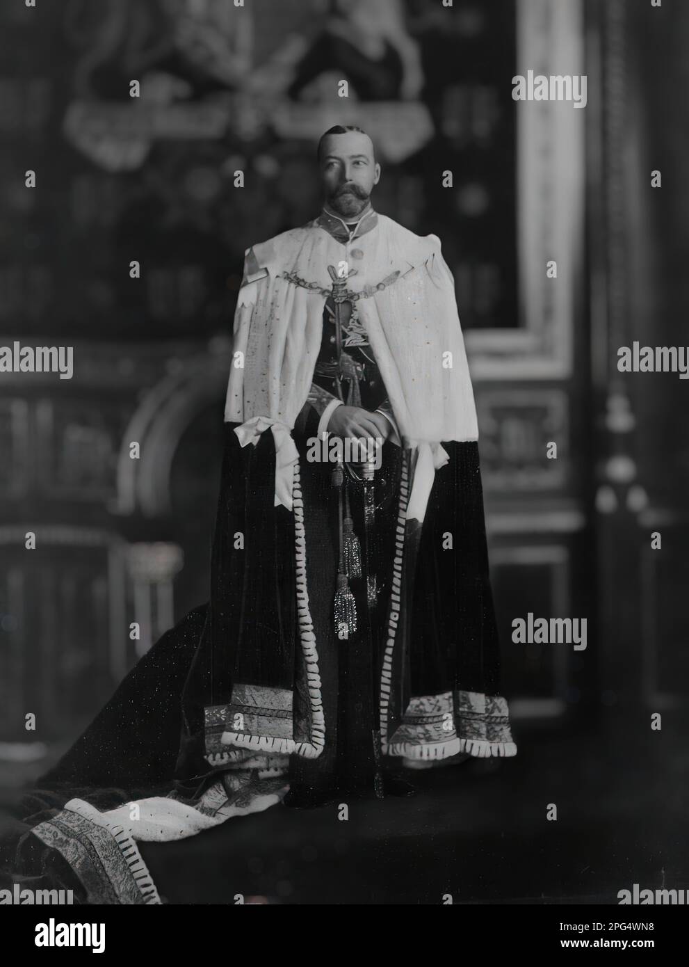 George V war von 1910 bis zu seinem Tod im Jahr 1936 König von Großbritannien und Irland und der britischen Überseedominion sowie Kaiser von Indien. Stockfoto
