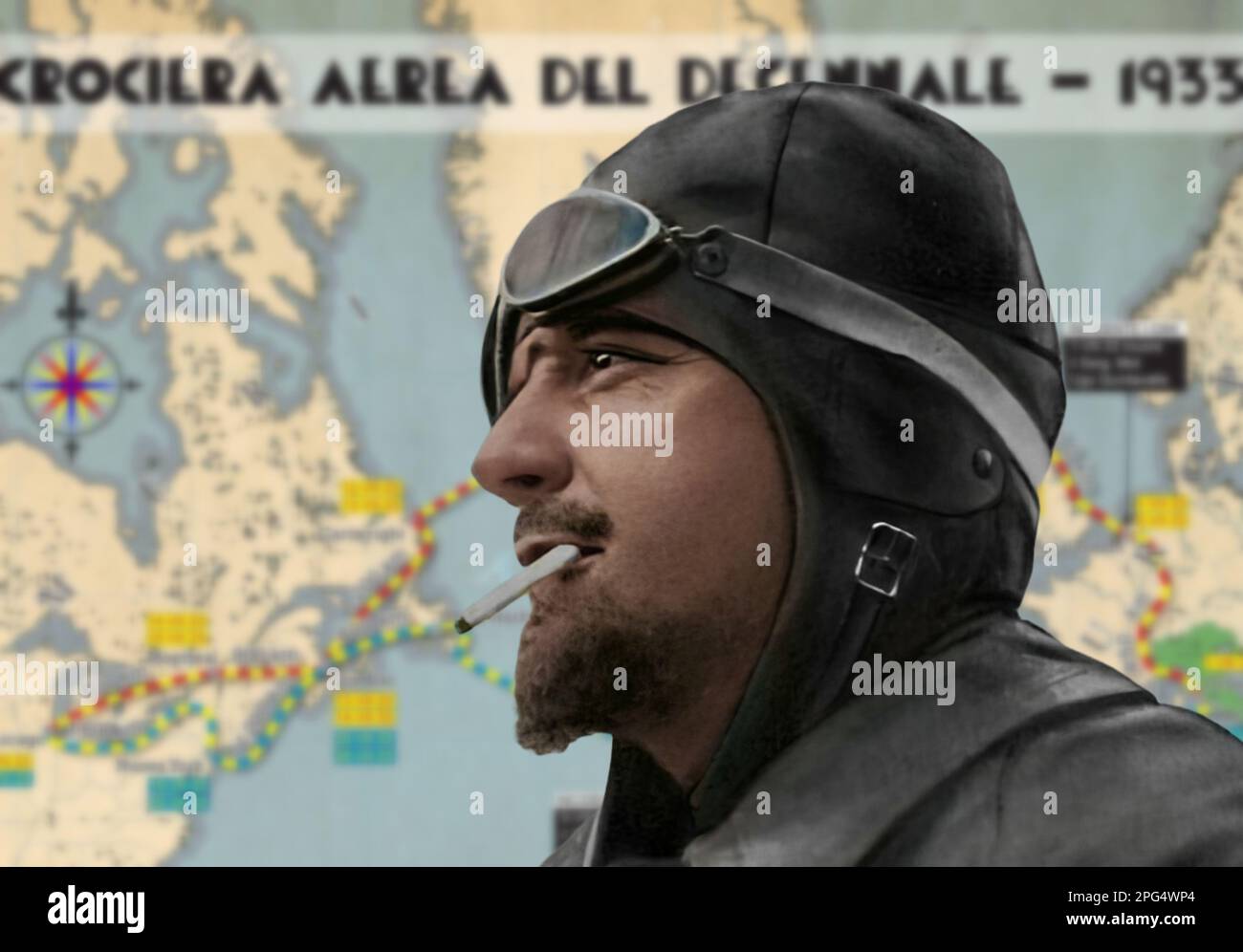 Italo Balbo, eine wichtige Figur des italienischen faschistischen Regimes, war auch ein sehr erfahrener und berühmter Flieger Stockfoto