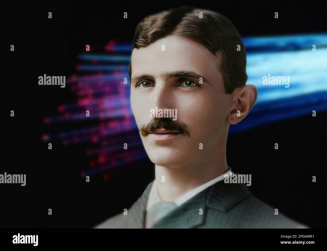 Nikola Tesla war ein brillanter serbischer Ingenieur, an den er sich für seine Studien über Elektrizität und seine unzähligen Erfindungen erinnerte Stockfoto