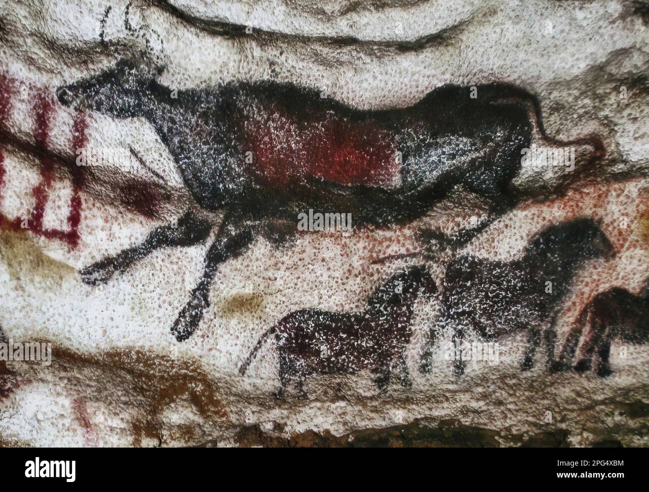 Die Höhlen von Lascaux sind Höhlen mit paläolithischen Gemälden, die als eines der wichtigsten Zeugnisse der prähistorischen Kunst (UNESCO) gelten Stockfoto