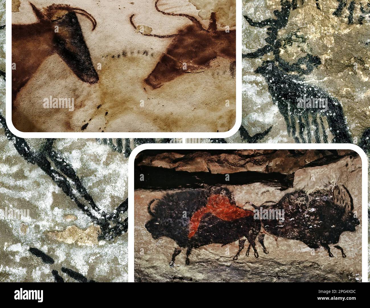 Die Höhlen von Lascaux sind Höhlen mit paläolithischen Gemälden, die als eines der wichtigsten Zeugnisse der prähistorischen Kunst (UNESCO) gelten Stockfoto