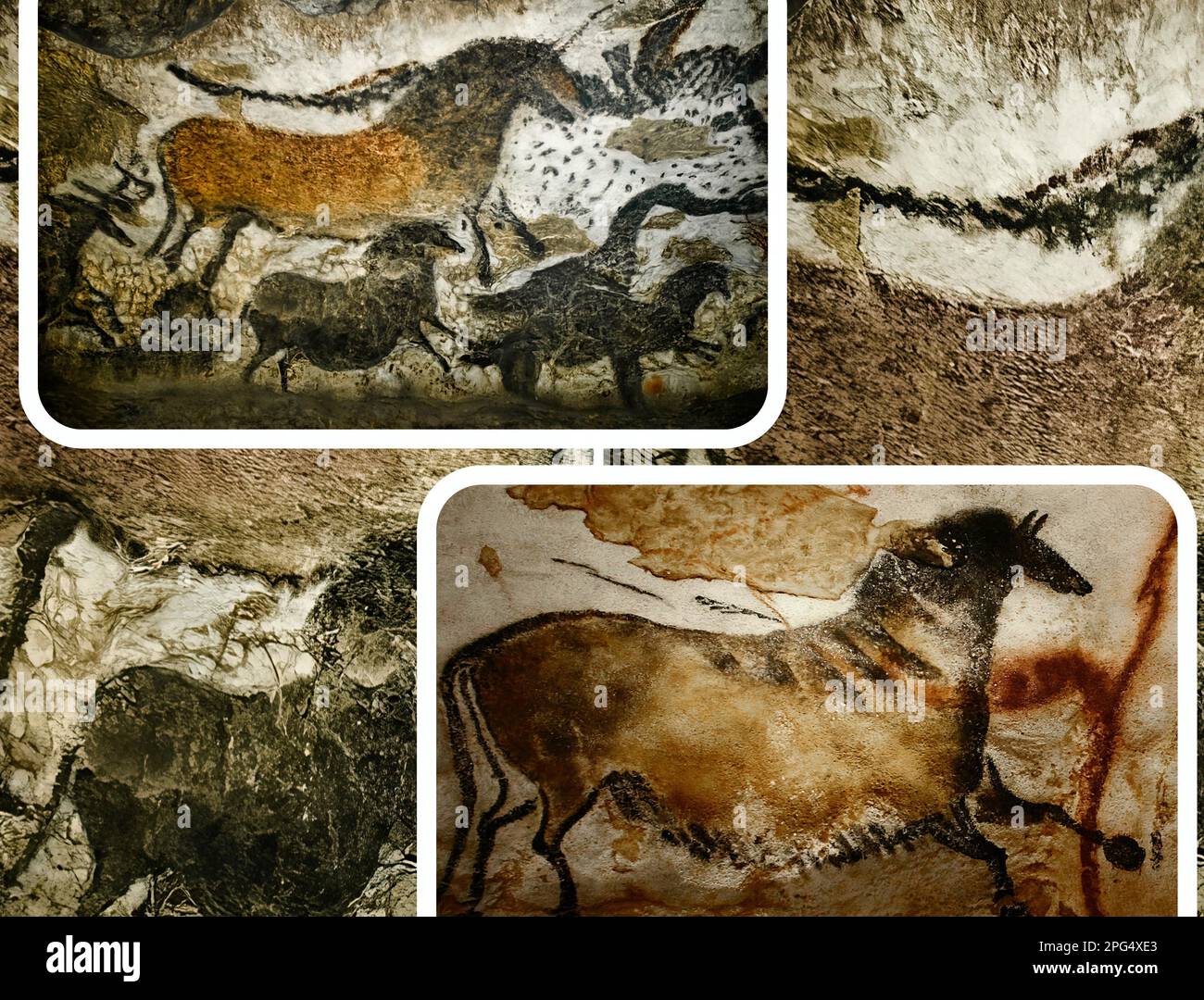 Die Höhlen von Lascaux sind Höhlen mit paläolithischen Gemälden, die als eines der wichtigsten Zeugnisse der prähistorischen Kunst (UNESCO) gelten Stockfoto