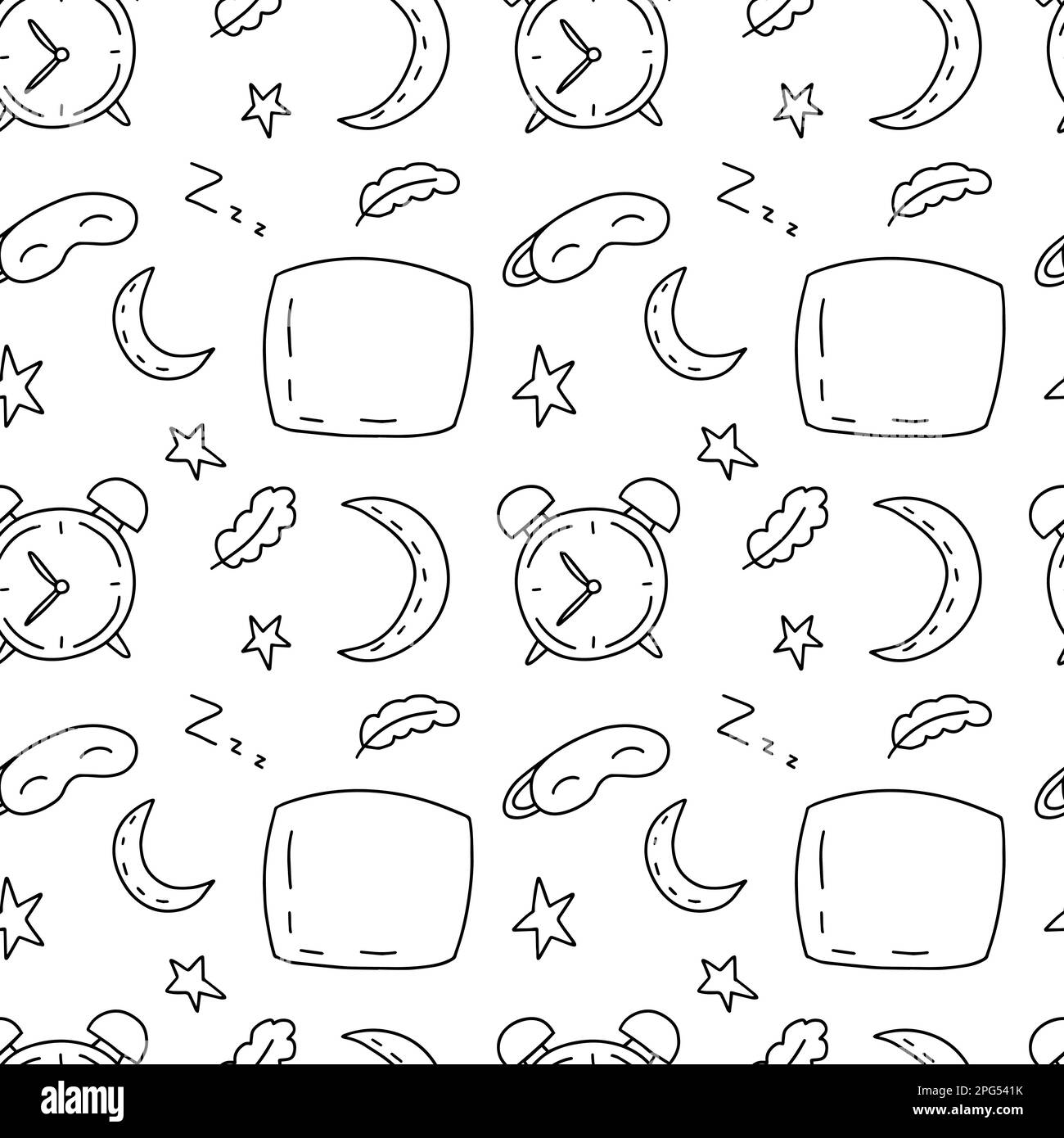 „Doodle Sleep“-Artikel mit nahtlosem Muster Stock Vektor