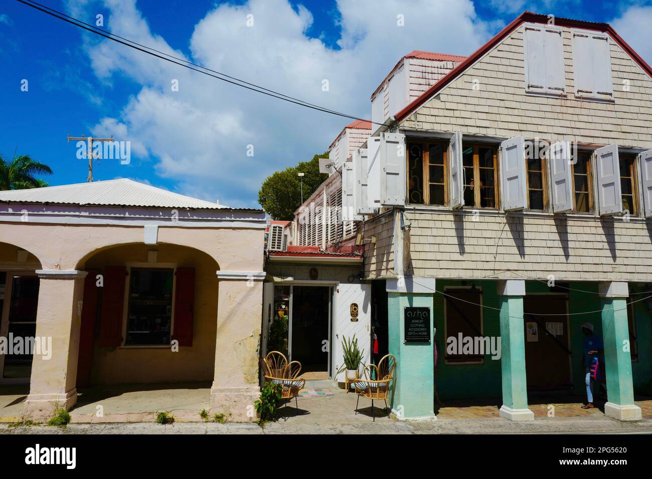 Farbenfrohes Haus in Christiansted auf der Insel St. Croix Stockfoto