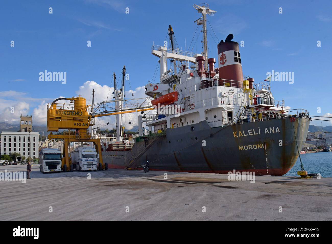 General Cargo-Schiff Kaleli Ana im Hafen von Patras, Peloponnes, Griechenland Stockfoto