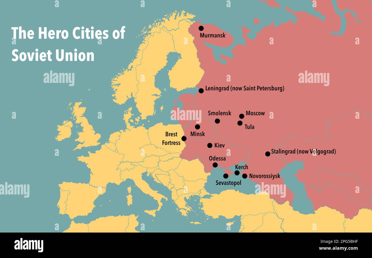 Die 13 Heldenstädte der Sowjetunion Stockfoto