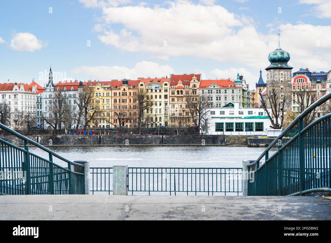 Die Prager Stadtlandschaft von der Insel Kampa aus gesehen Stockfoto