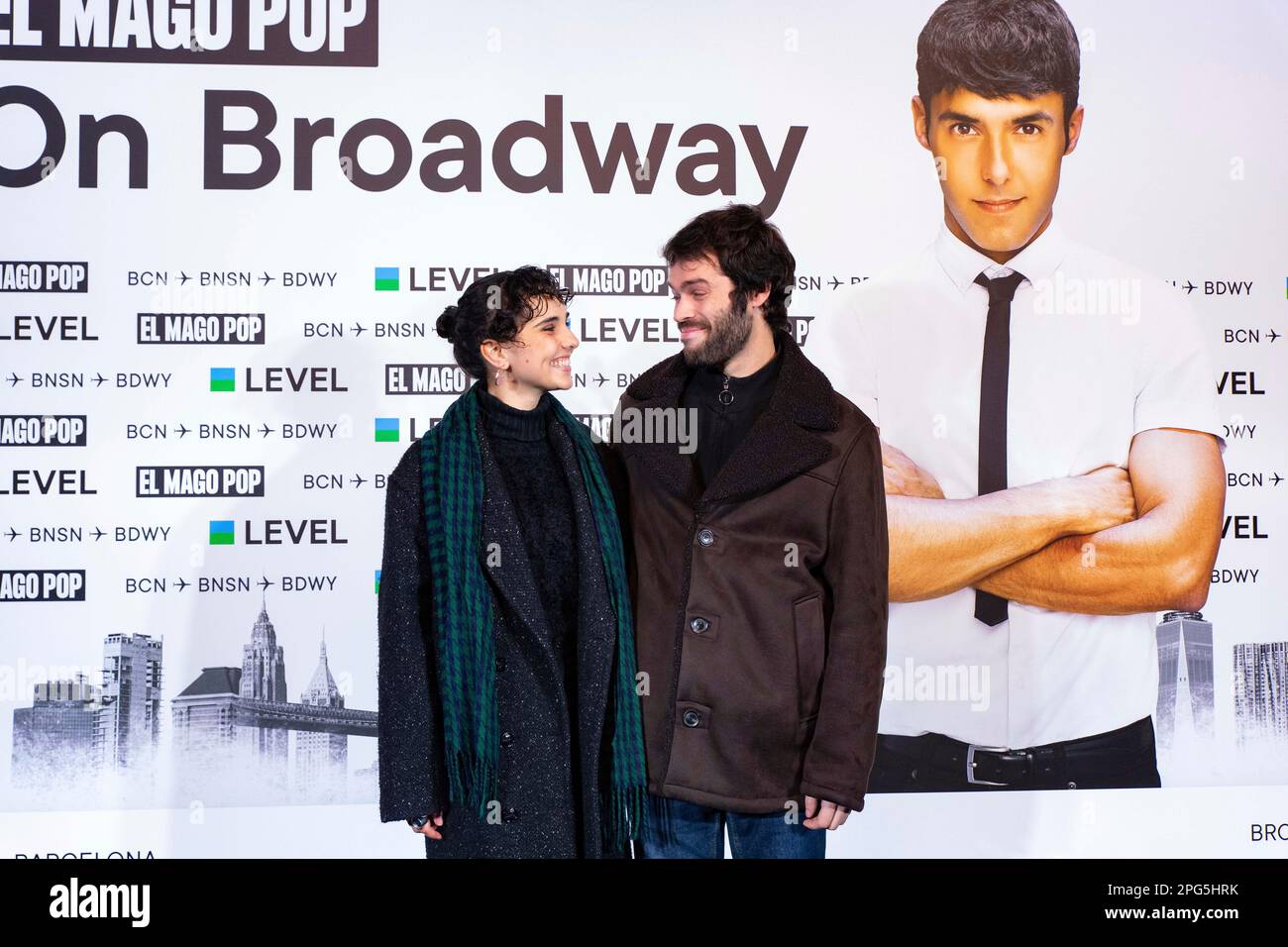 Actress Katrin Vankova poses during the photocall of the show 'Nothing is impossible' by El Mago Pop, at the Victoria Theater, on March 20, 2023, in Barcelona, Catalonia (Spain). 'Nothing is impossible' is the show of Antonio Diaz, known as El Mago Pop, who after triumphing at the Teatro Rialto in Madrid for two years arrives at the Teatre Victoria in Barcelona. 20 MARCH 2023;NOTHING IS IMPOSSIBLE;POP MAGICIAN;SHOW;CELEBRITIES;ACTORS Kike Rincón / Europa Press 03/20/2023 (Europa Press via AP) Stockfoto