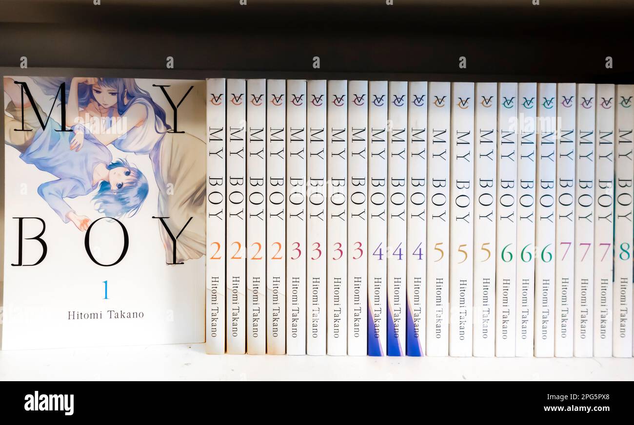 Meine Manga-Serie im Regal - Hitomi Takano - Stockfoto