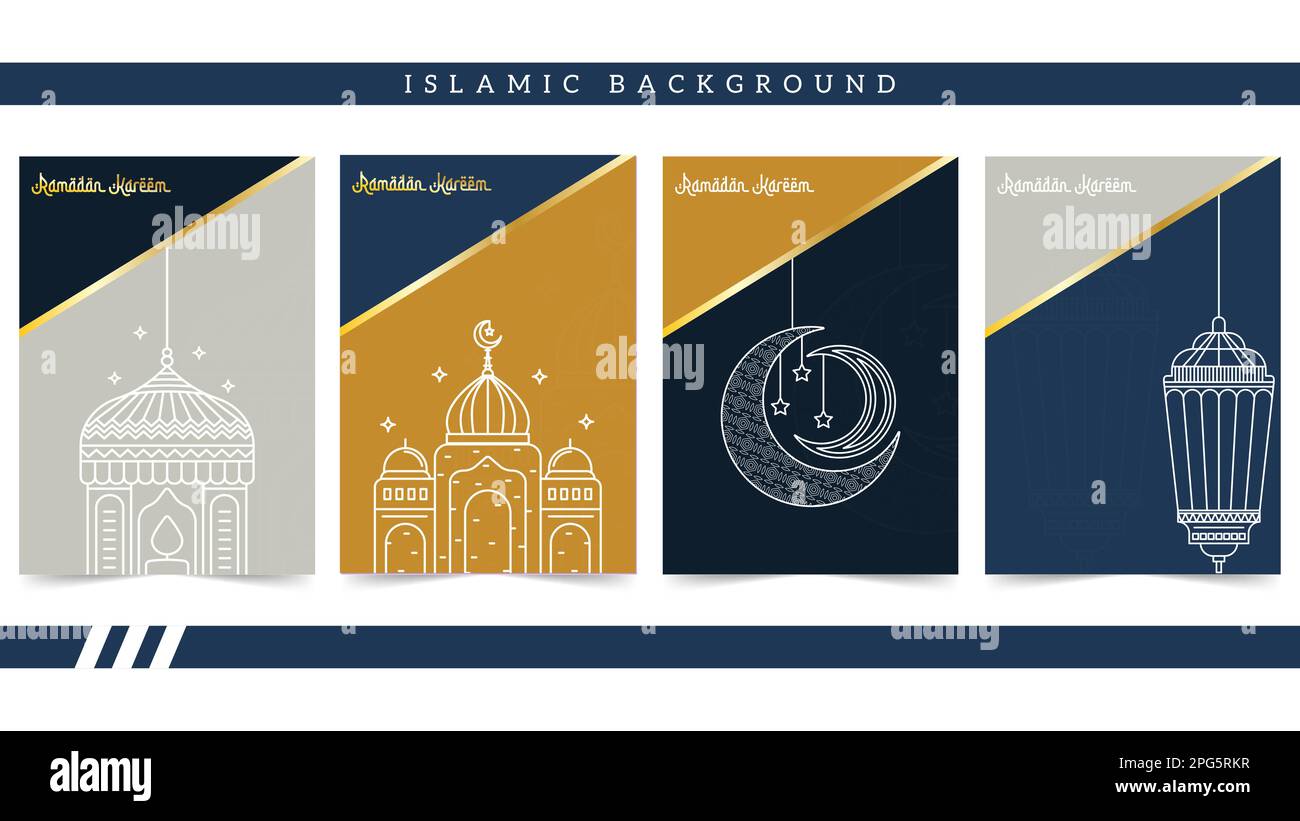 Hintergrundsammlung für Vektorbilder des islamischen Ramadan Kareem. Arabische Grußkarte für Social-Media-Vorlage, Poster, Medienbanner, Hintergrundbild Stock Vektor
