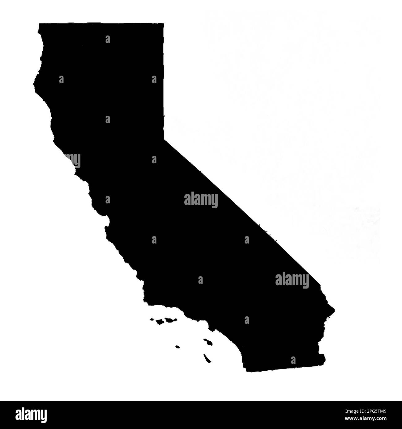 Schwarze Karte kalifornien weißer Hintergrund Stockfoto