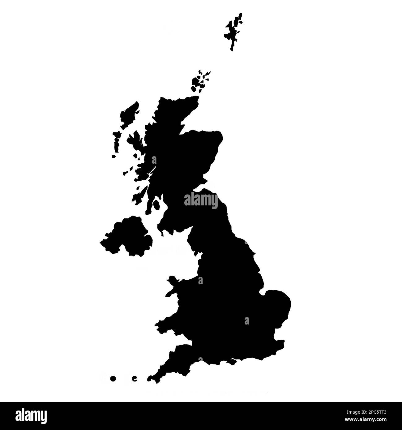 united Kingdom, schwarze Karte, weißer Hintergrund Stockfoto