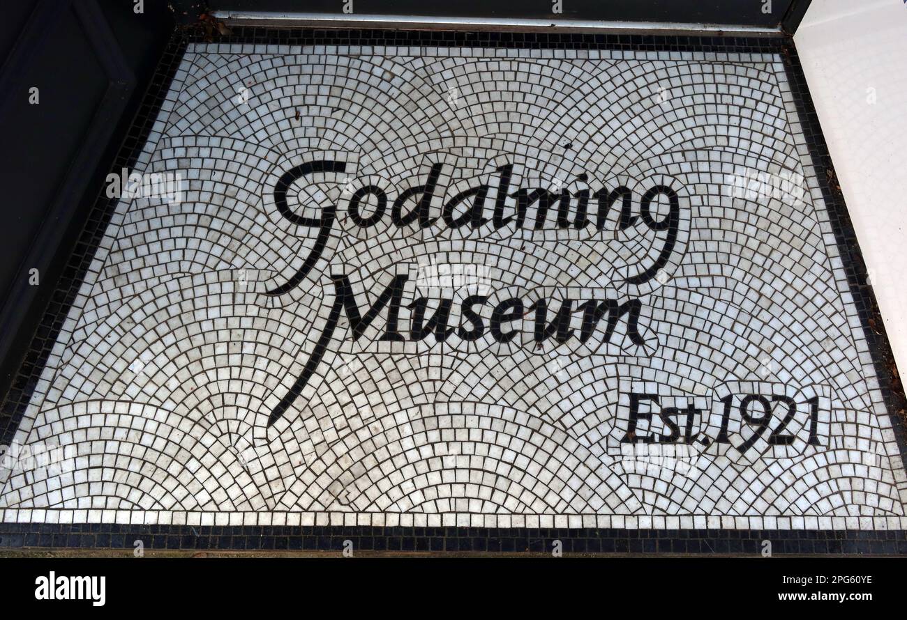 Lokale Museen - Godalming Museum & Garteneingang, gegründet 1921, Stockfoto