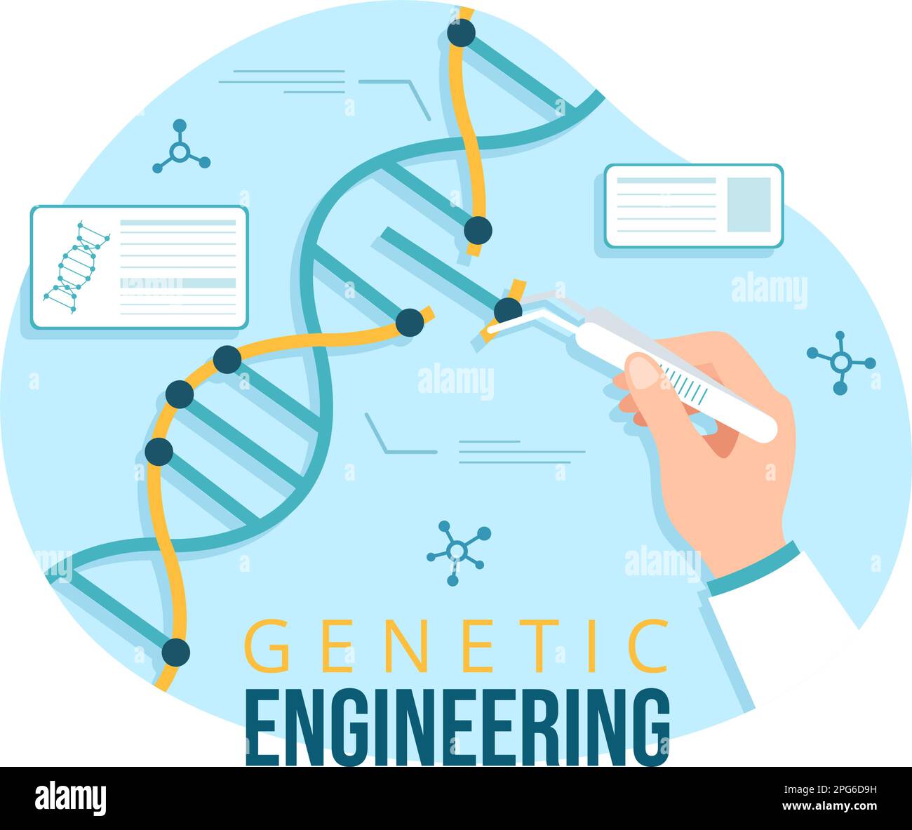 Gentechnik und DNA-Modifikationen Illustration mit Genetics Research oder Experimentwissenschaftlern in Flat Cartoon Hand Drawn Templates Stock Vektor