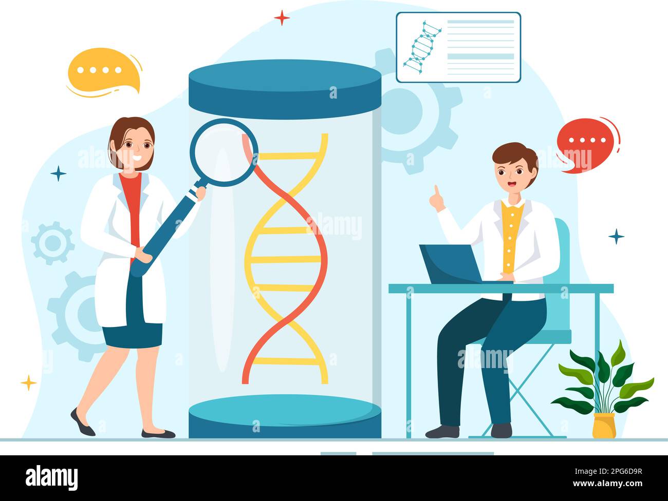 Gentechnik und DNA-Modifikationen Illustration mit Genetics Research oder Experimentwissenschaftlern in Flat Cartoon Hand Drawn Templates Stock Vektor