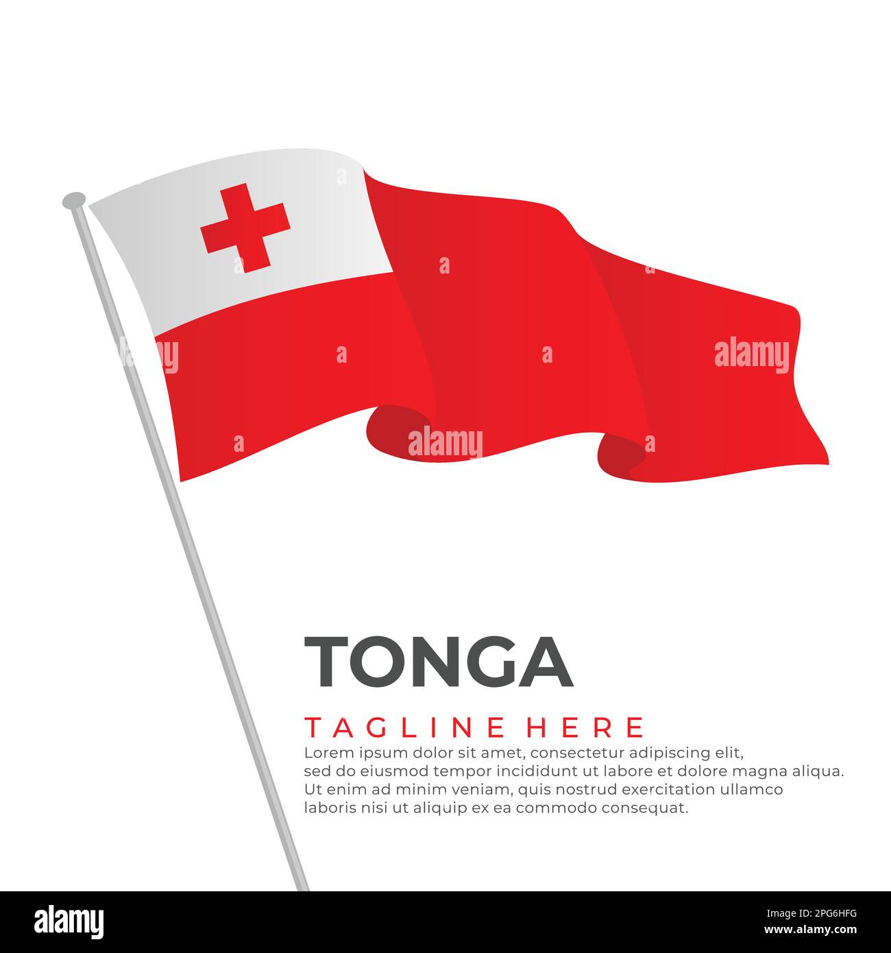 Modernes Design mit Schablonenvektor und Tonga-Flagge. Vektordarstellung Stock Vektor