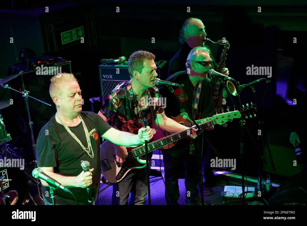 Die Blockheads treten in den Acapela Studios auf, Pentyrch, März 2023 Stockfoto