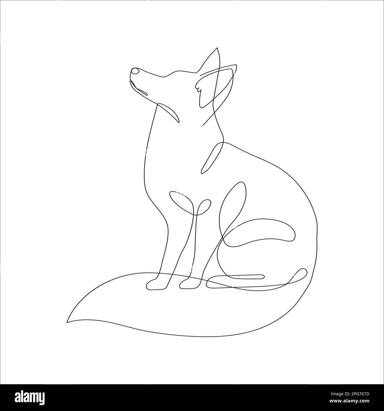 Fox-Inline-Kunst und abstrakte Ikone. Fox Wanddekoration Design. Abstrakte und minimalistische Kontur der Fuchs-Ikone. Eine durchgehende, einzeilige Zeichnung eines Fuchses. Vec Stock Vektor