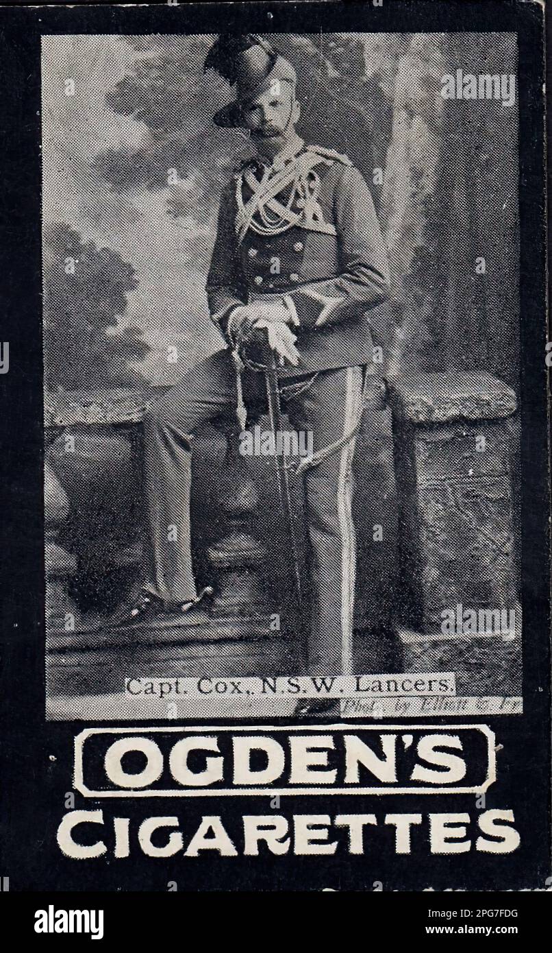 Portrait von Captain Cox - Oldtimer-Zigarettenkarte, viktorianische Ära Stockfoto