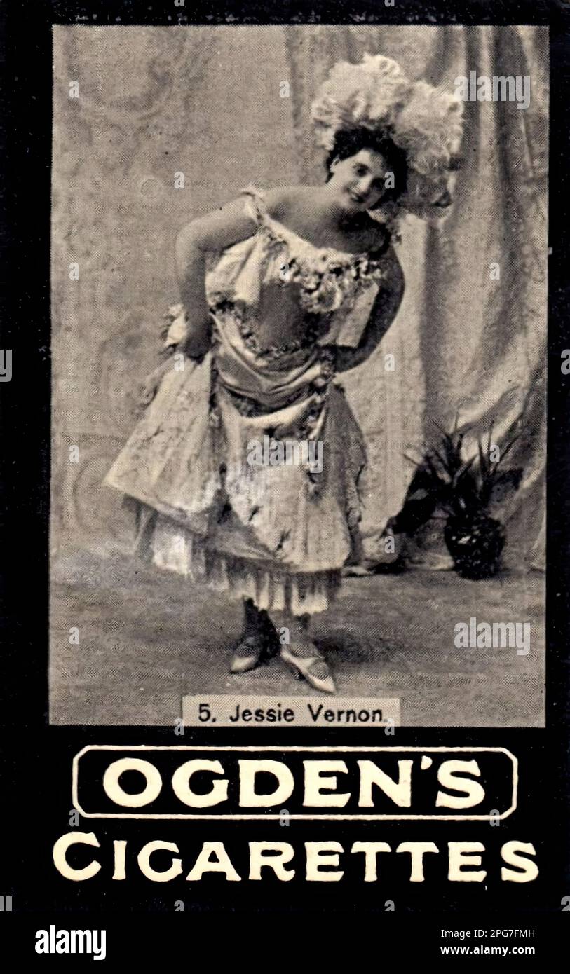 Portrait von Jessie Vernon - Oldtimer-Zigarettenkarte aus der viktorianischen Ära Stockfoto
