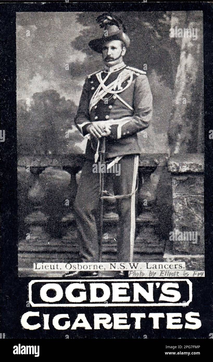 Porträt von Lieutenant Osborne - Vintage Cigarette Card, viktorianische Ära Stockfoto