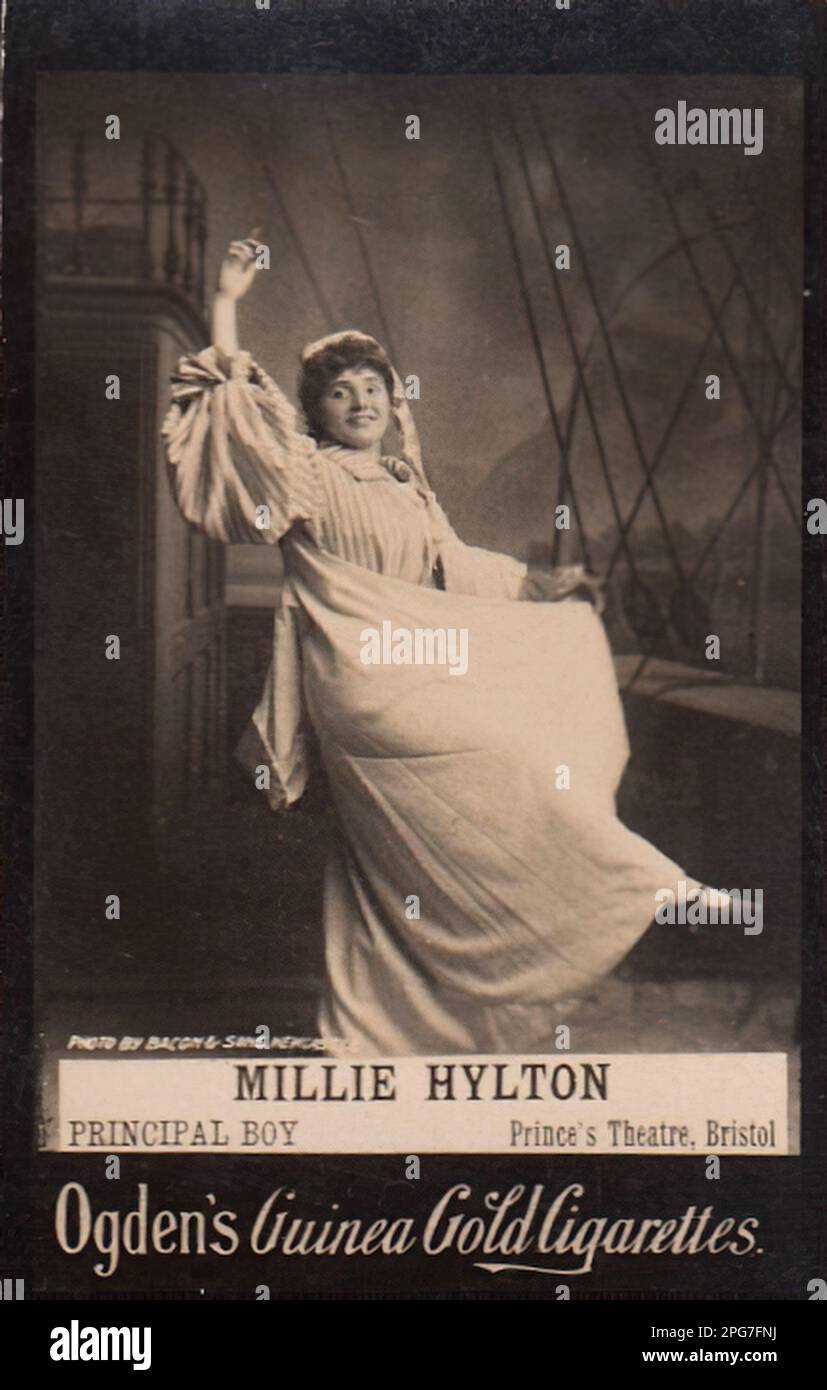 Porträt von Millie Hylton - Oldtimer-Zigarettenkarte aus der viktorianischen Ära Stockfoto
