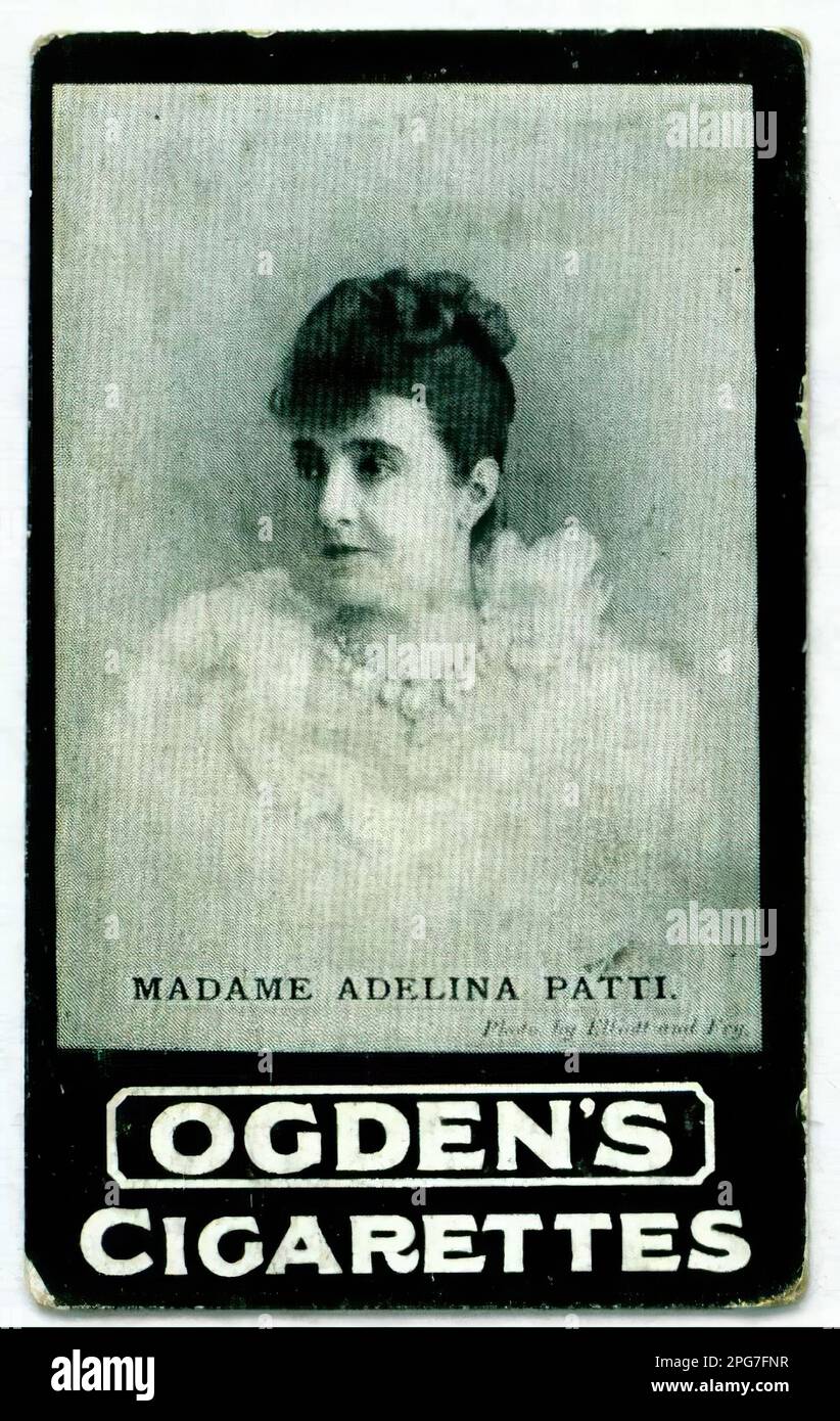Porträt von Madame Patti - Oldtimer-Zigarettenkarte aus dem viktorianischen Zeitalter Stockfoto