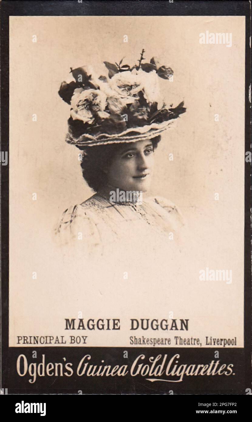 Porträt von Maggie Duggan - Oldtimer-Zigarettenkarte aus dem viktorianischen Zeitalter Stockfoto