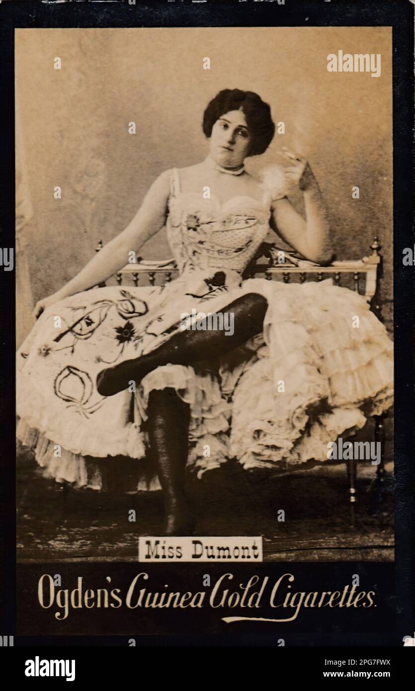 Porträt von Miss Dumont - Vintage-Zigarettenkarte, viktorianische Ära Stockfoto