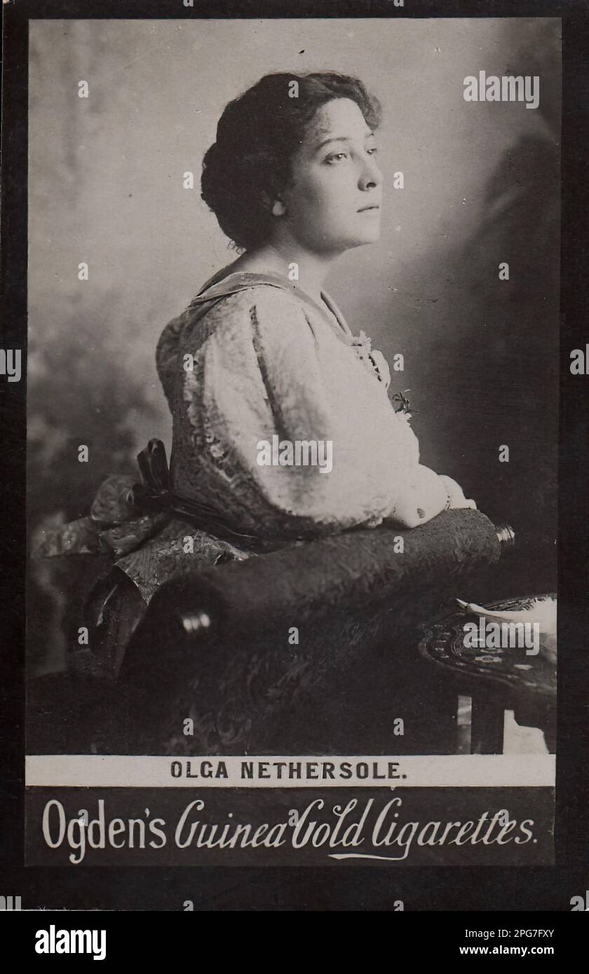 Porträt von Olga Nethersole - Oldtimer-Zigarettenkarte, viktorianische Ära Stockfoto
