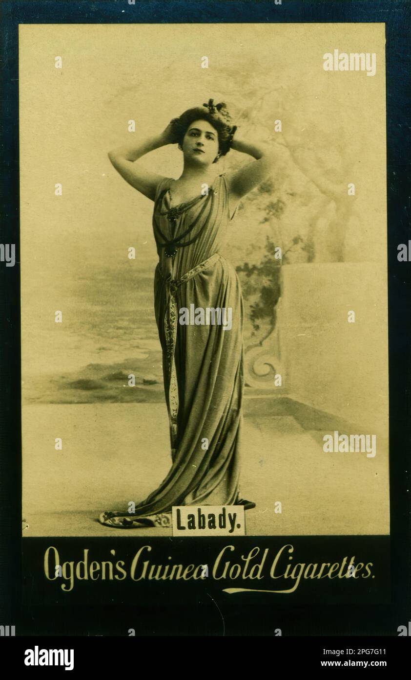 Porträt der Schauspielerin Labady - Vintage Cigarette Card, Viktorianische Ära Stockfoto